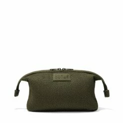 Hunter Toiletry Bag In Dark Moss Air Mesh, Large -Hot Sale Dagne Dover Store 365 Hunter L Dark Moss Front Unsnapped FFFFFF