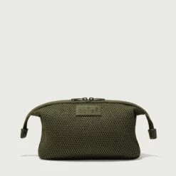 Hunter Toiletry Bag In Dark Moss Air Mesh, Large -Hot Sale Dagne Dover Store 365 Hunter L Dark Moss Front Unsnappedcopy EDEAE8