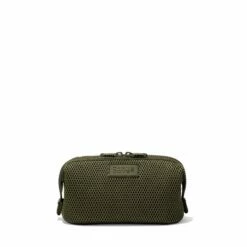 Hunter Toiletry Bag In Dark Moss Air Mesh, Small -Hot Sale Dagne Dover Store 365 Hunter S Dark Moss Front FFFFFF