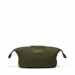 Hunter Toiletry Bag In Dark Moss Air Mesh, Small -Hot Sale Dagne Dover Store 365 Hunter S Dark Moss Front Unsnapped FFFFFF