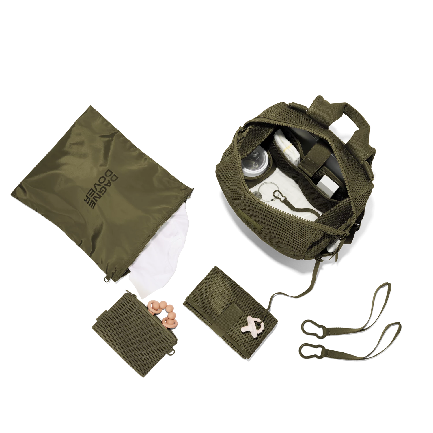 Indi Diaper Backpack In Dark Moss Air Mesh, Medium 2 Indi Diaper Backpack In Dark Moss Air Mesh, Medium - Image 2