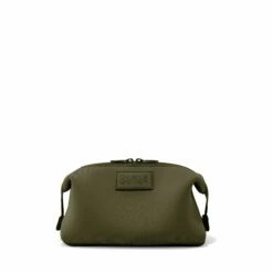Hunter Toiletry Bag In Dark Moss, Large -Hot Sale Dagne Dover Store 365Neoprene Hunter DarkMoss L FrontSnapped FFFFFF