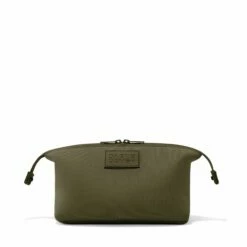 Hunter Toiletry Bag In Dark Moss, Large -Hot Sale Dagne Dover Store 365Neoprene Hunter DarkMoss L FrontUnsnapped FFFFFF
