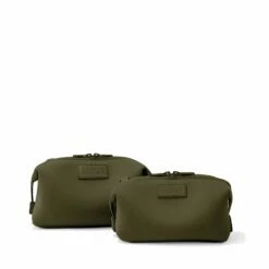 Hunter Toiletry Bag In Dark Moss, Large -Hot Sale Dagne Dover Store 365Neoprene Hunter DarkMoss S SizeComparison 1 FFFFFF