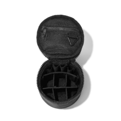 Mila Toiletry Organizer In Onyx, Small -Hot Sale Dagne Dover Store COVID Capsule Mila Small Onyx Aerial interior w dividers copy2