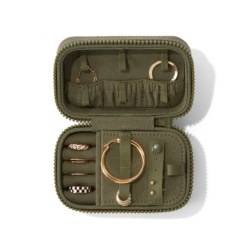 Frankie Jewelry Case In Dark Moss, Small 14 Frankie Jewelry Case In Dark Moss, Small -Hot Sale Dagne Dover Store Eco Jewelry Case Small Dark Moss Aerial Propped SUEDEcopy2