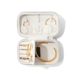 Frankie Jewelry Case In Moonbeam, Small -Hot Sale Dagne Dover Store Eco Jewelry Case Small Moon Beam Aerial Compartment Open Proppedcopy2